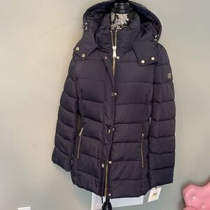 Calvin Klein Hooded Box Quilted Jacket-NAVY-Medium